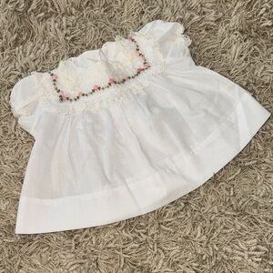 Alexis White Blouse with Pink Floral Embroidery